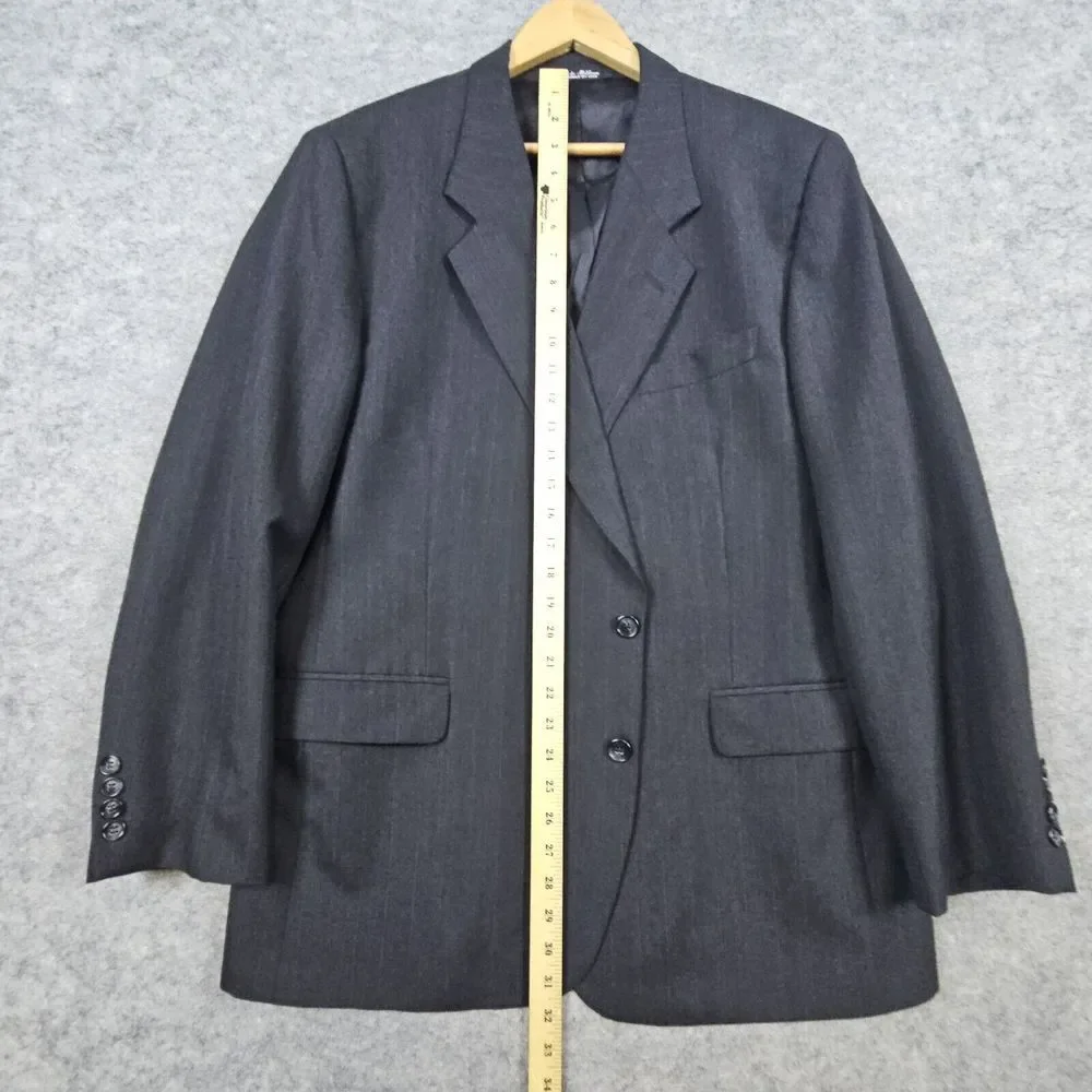 Kilburne Finch Men's Blazer Charcoal Pinstriped Size 44R S&K 2-Button Wool Blend